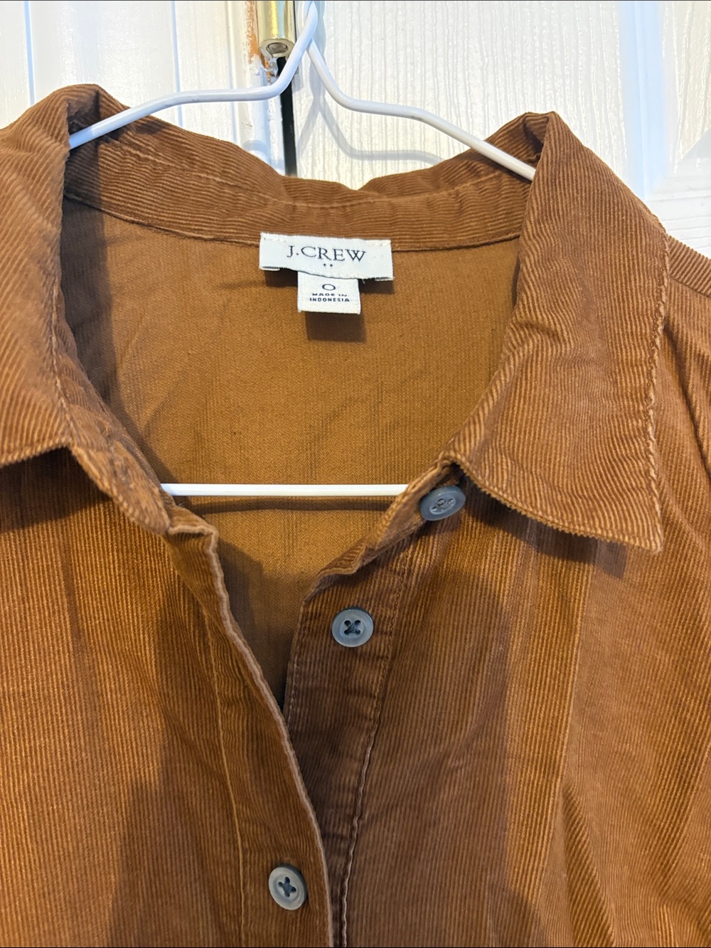 J. Crew Corduroy Button-Down Dress in Rust Brown